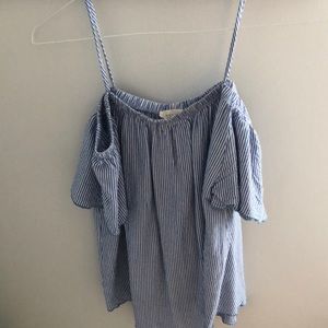 Denim striped off the shoulder top